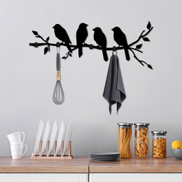 Wallity Sitting Birds Gancho de pared metálico negro
